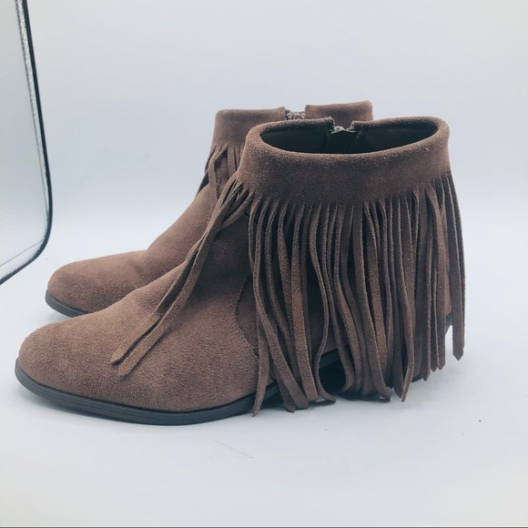 Steve Madden‎ RANCO fringe low heel leather round toe ankle booties taupe 6.5 - Picture 9 of 11